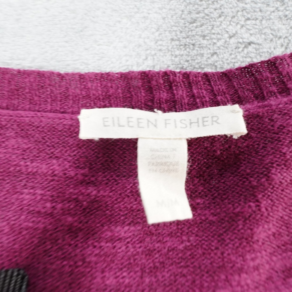 Eileen Fisher Organic Linen Cotton Tunic Sweater Womens M Magenta Transitional - Picture 3 of 10